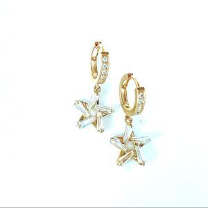Gold hoop earrings with star charms